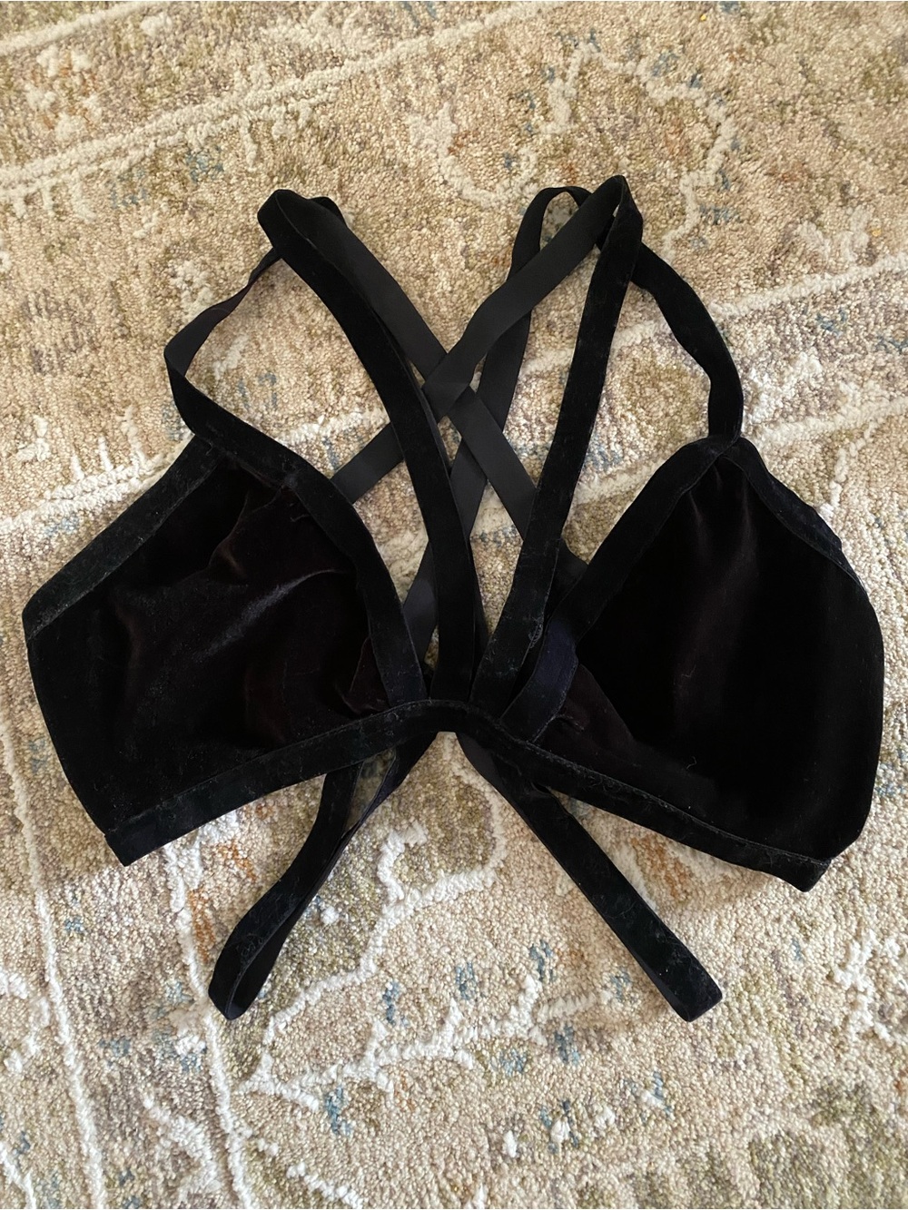 For Love and Lemons Black Velvet Strappy Bralette